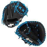 SSK Z5 Craftsman Youth Baseball Catcher's Mitt - 31.5" - 32.5" Right & Left Hand Throw (Black/Electric Blue, 31.5" - Right Hand Throw)