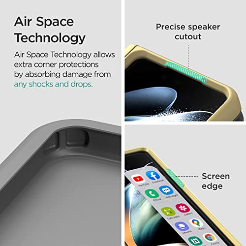 VRS DESIGN Terra Guard Modern for Galaxy Z Fold 4 5G (2022), Premium Modern Neat Style [Anti Scratch Hinge Protection] Case with Tempered Glass Screen Protector (Lemonade)