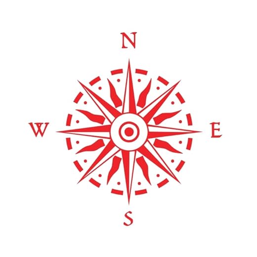 Vinilo, Adhesivo, Decora con Estilo: Pegatinas Personalizadas de Rosa de los Vientos para Tu Coche, Portátil o Camper etc. (11 x 11 cm, Rojo)