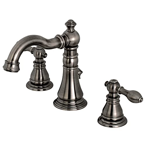 Kingston Brass FSC1974ACL American Classic Widespread Bathroom Faucet, 5-1/8 Inch in Spout Reach, Black Stainless