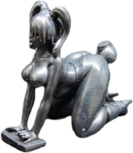 Figurines de femme nues sexy en laiton noir avec position agenouillée - Ornements de bureau - Statue miniature de poche en cuivre pour maison, voiture, bar