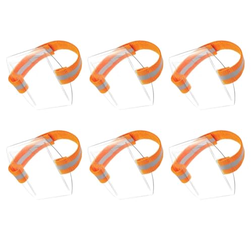 Porta credencial de brazo ajustable con 6 fundas transparentes horizontales y brazalete naranja