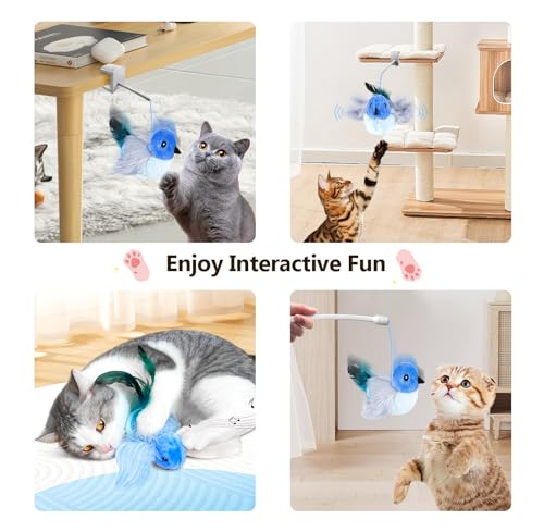 Migipaws Cat Toys, Interactive Automatic 7 Holes Mice Whack-A-Mole, Ultra Fun Smart Teaser Toy for Indoor Cats+ Realistic Interactive Bird Cat Toy, Catnip for Indoor Cats, Rechargeable