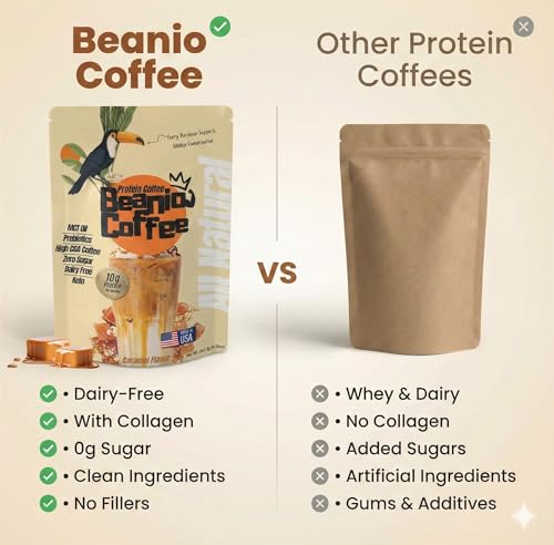 Image of Caramel Protein Iced Coffee - Instant Collagen Coffee with High CGA for Energy & Focus - Sugar-Free, Dairy-Free, Lactose-Free, Keto & Fasting Friendly - 100mg Caffeine - 15 Servings