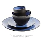 Gibson Elite Soho Lounge Round Reactive Glaze Stoneware Dinnerware Set, Service for 4 (16pc), Blue, Soho Round. - Image 5