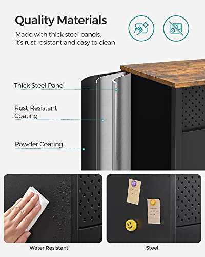 Songmics Storage Sideboard, Buffet Table With Adjustable Shelves, Floor Storage Cupboard, Steel Frame, Rustic Brown And Black Ulsc102B01 #TOP5