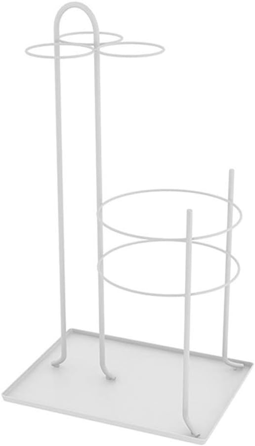 Umbrella Stand-Metal Umbrella Holder, Decoration Storage Rack for Corridor Entrance of Family Hotel Cafe, with Drip Tray, New Home Gift,（White）