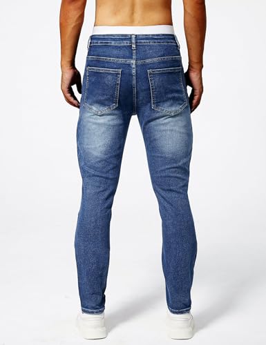 Men's Skinny Stretch Washed Denim Hip-Hop Motorcycle Biker Jeans Pants4