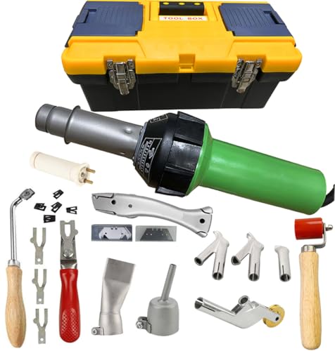 1600W Plastic Welder Kit Hot Air Welder Heat Gun Complete Flooring Tool Set Handheld Torch Welder Pistol, with Butterfly Repair Welding Kit, Welding Nozzles, Vinyl Flooring Skiving Kit, 17