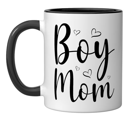 Taza de cerámica Boy Mom 11 onzas negra/blanca miniatura 1