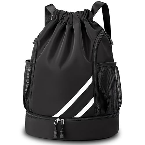Teklemon Mochila Cuerdas, Mochilas de Cuerdas con Compartimento de Zapatos y Bolsillo Mochila Deporte Grande Bolsa de Cordón...