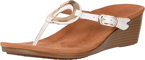 Vionic Women's, Park Orchid Mid Heel Wedge Sandals White 9 M