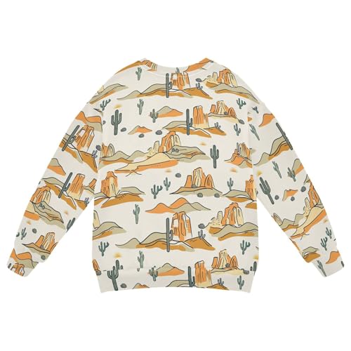 JUNZAN Retro Western Cactus Desert Little Kids Hooded Sweatshirt Crewneck Kids Pullover Hoodie Party 4T2
