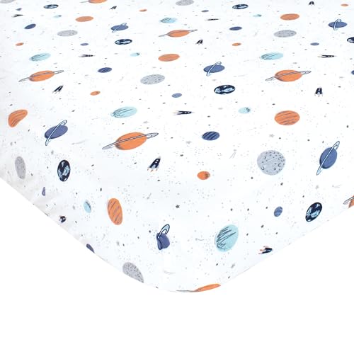 Image of Hudson Baby Unisex Baby Cotton Fitted Crib Sheet, Space, One Size
