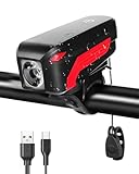 Fahrradlicht Set - Fahrradlampe Vorne LED Fahrrad Licht Mit Fahrradklingel Fahrradbeleuchtung Set...