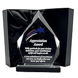 Express Medals 7.25 Inch Acrylic Diamond Shaped Appreciation Achievement Award Trophy. Plaque recogniton Awards with Gift Presentation Box