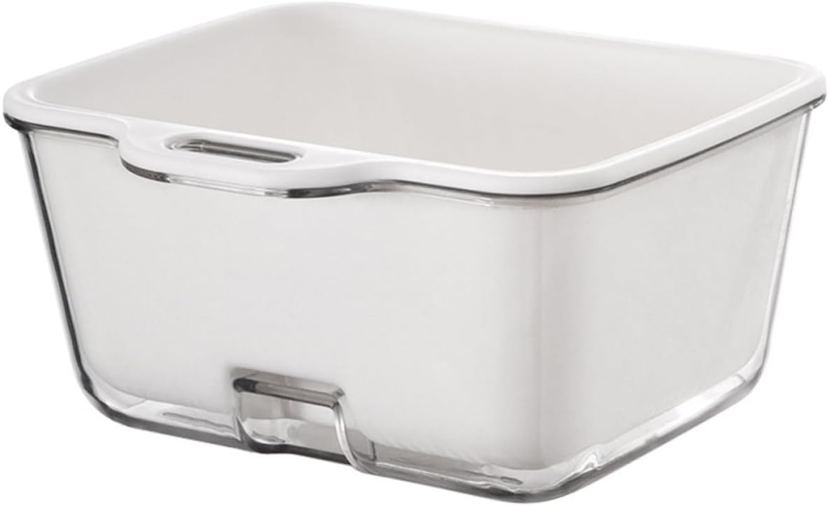 Double Layer Fruit Washing Basket with Lid, Lightweight White Plastic Strainer for Vegetables and Fruits, Sturdy Kitchen Draining Basket for Indoor Kitchen and Outdoor Camping