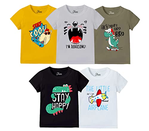 Image of JUGULAR Baby Boys Cotton Regular Fit Baby T-Shirt (Pack Of 5)