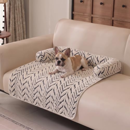 AUROPHIUS Calming Dog Couch Bed Mats with Neck and Head Support, Fluffy Plush Pet Sofa Cover for Small Medium Dogs and Cats, Non-Slip Bottom, Machine Washable by AUROPHIUS - Used condition - US$40.84