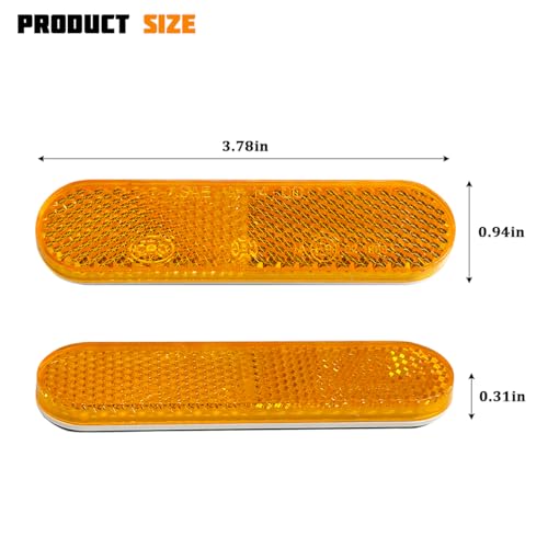 ANFTDCO 4PCS Motorcycle Warning Reflector, Motorbike High-Visibility Safety Reflective Warning Reflector, Bicycle Reflection Sticker Accessories, Universal for Motorcycle Scooter Bike (Amber) - Thumbnail 2