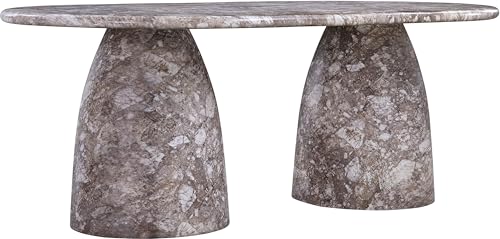 Image of Meridian Furniture 702Brown-T Cosenza Collection Art Deco 78 inch Indoor /Outdoor Concrete Dining Table with Brown Marble Finish, 78 inch W x 44.5 inch D x 30 inch H, Brown