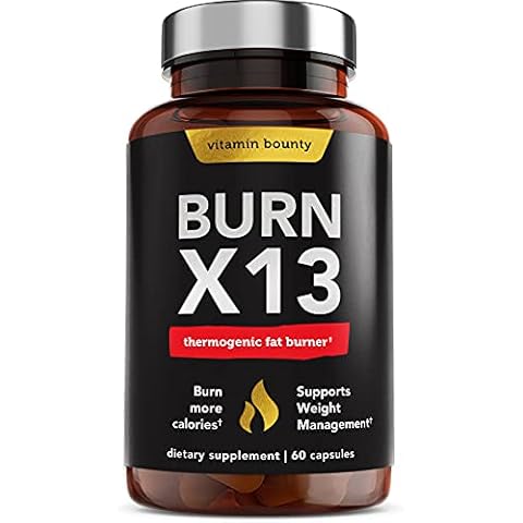Vitamin Bounty Burn X13 - Thermogenic Fat Burner, Fat Burner for Men, Fat Burners for Women, Thermogenic Warming, Support Muscle Growth, Pumps, Vascularity, and Energy Levels - 60 Capsules Cover