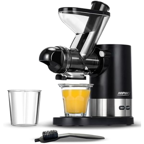 MPM Sokowirówka MSO-17 – elektryczna sokowirówka do warzyw i owoców – mocna sokowirówka Slow Juicer 450 W – wyprodukowana ze stali nierdzewnej – łatwa do czyszczenia