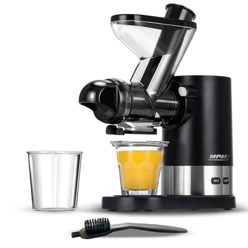 MPM Entsafter MSO-17 - Elektrischer Entsafter Gemüse und Obst - Starker Entsafter Slow Juicer 450W - Hergestellt aus Edelstahl - Leicht zu Reinigen