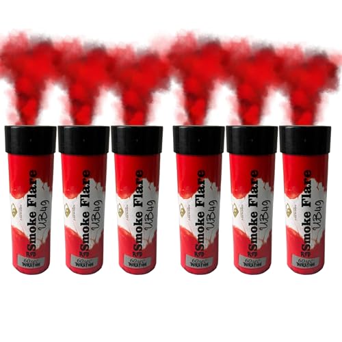 Pack of 6 Colour Ring Pull Smoke Grenades with Ideal for Paintball Weddings Photoshoots & Special Effects (6 Red)