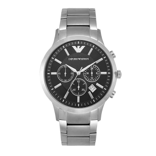 Emporio Armani Reloj Hombre, Movimiento cronógrafo, 43mm Plata / Acero Caja de acero con...