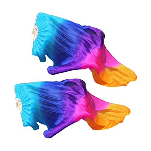 LOVIVER 1 Paar Bauchtanz-Fächerschleier, 180 cm, handgefertigt, Seide, Tanzfächer, Requisiten, Langer Faltfächer für Frauen, Dame, Leistung, Karneval Cover