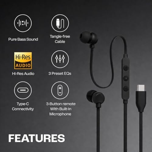 Image of Original Type C Wired Earphone for JBL Tune 310C | Balanced Sound Performance, HD Mic, Secure Fit Design, Flexible Cable, All-Day Comfort
