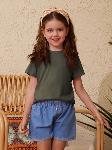 Image of ZDC Girls' Short Sleeve Shirts Kids Crewneck T-Shirts Summer Tops Basic Tees 5-14 Years