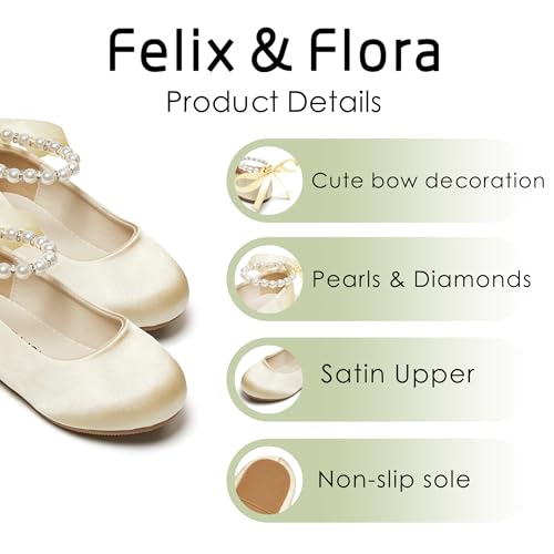 Image of Felix & Flora Girls Toddler Little Ballet Shoes - Flower Girls Mary Jane Flats Dress Shoes Party Wedding