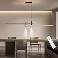 XIAOQIWU Modern LED Chandelier 59.1 Black Kitchen Island Pendant Light Fixtures Linear Pendant Lighting with Remote Dining Rooms Living Room Dimmable 3000K-6000K