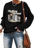 Ykomow Happy Easter Sweatshirt Women Long Sleeve Cute Bunny Rabbit Graphic Tees Pullover (L, 6-Black)