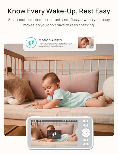 Image of Dr.Care LumiView Smart WiFi Baby Monitor with 2 Cameras - 5 inch 1080P FHD & 2K Camera App Control, Privacy Mode, 5000mAh Removable Battery, Cry & Motion Alerts, HD Night Vision, Multi-User,1279ft Rang