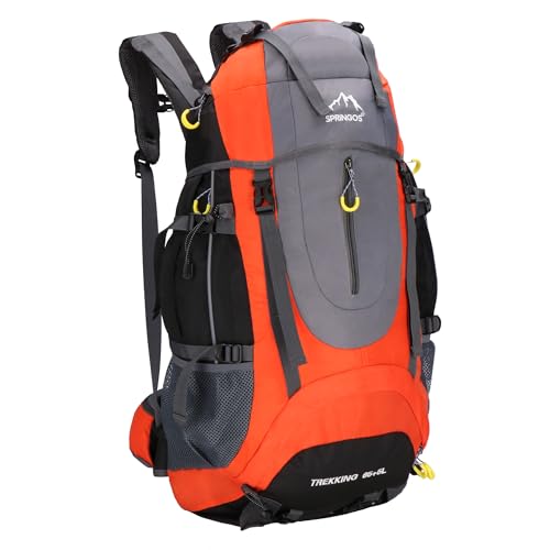 SPRINGOS Rucksack Trekkingrucksack Wanderrucksack Frauen Männer 70 Liter Regenabdeckung Camping Hüttentouren Leicht Gepolstert Rückenschonend