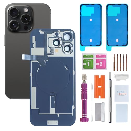 Back Glass Replacement for iPhone 16 Pro Max(6.9 inches Black Titanium) Integrated Glass & Wireless Charging Repair Tools are Included