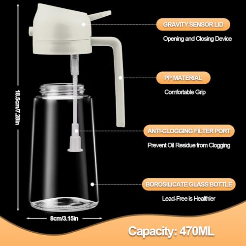 Image of 2 in 1 Oil Sprayer, Oil Sprayer for Kitchen Cooking, 470ml Oil Spray Bottle for Home
