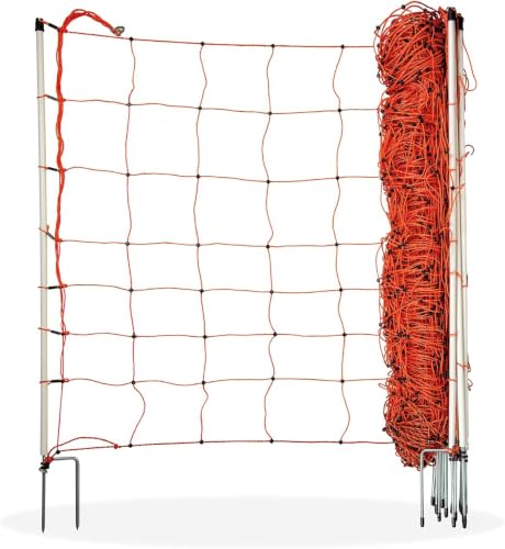 horizont Filet pour moutons avec double pointe, clôture pour moutons, longueur 50m, hauteur 90cm, orange, filet électronique, clôture de pâturage pour moutons, clôture électrique, clôture pour chèvres