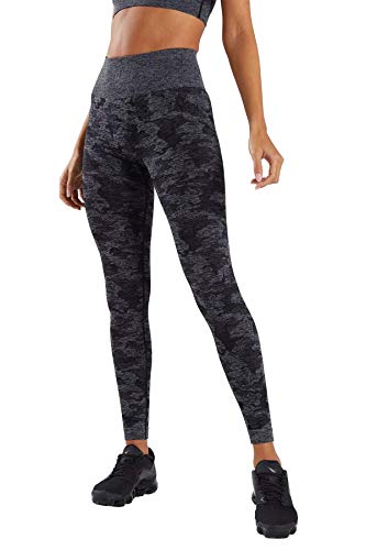 Pau1Hami1ton Hohe Taille Camo Farbverlauf Nahtlose Leggings für Damen Gym Capri Strumpfhose Yogahosen Mädchen Fitness Sport Gradient Seamless Leggings GP-14(Black,S)