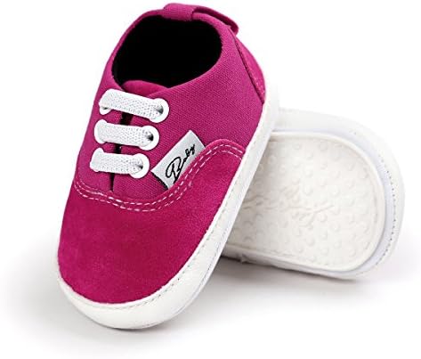 RVROVIC Baby Boys Girls Shoes Canvas Toddler Sneakers Anti-Slip Infant First Walkers 12Color (11cm (0-6months), Rose)