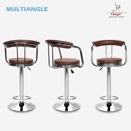 Image of ROSE Kiya Height Adjustable & Revolving Bar Stool /Kitchen Chair Suitable for Kitchen, Cafeteria, Dining, Office,Shops (1, Brown, Barstool)