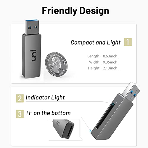 Image of SD Card Reader, uni USB 3.0 to SD /Micro SD Card Adapter 2-in-1, Aluminum USB SD /TF Memory Card Reader for SD, SDXC, SDHC, MMC, RS-MMC, Micro SDXC, Micro SD, Micro SDHC Card and UHS-I Cards | Micro SD Memory Card Reader, Support SDHC /SDXC /MMC /UHS-I Card, for Mac, Win, Linux, PC, Laptop, Chromebook, Camera