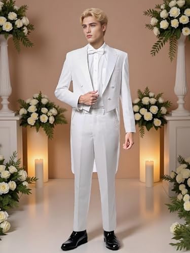 Mens Tuxedo Suits 2 Piece Slim Fit Tailcoat Suit for Wedding Prom Concert Double Breasted Swallow Tail Jacket Pants2