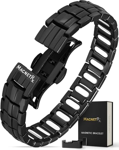 MagnetRX® Bracciale Magnetico Uomo EllipseMAX – 5000 Gauss Magneti Potenti – Braccialetto Magnetico Terapeutico in Titanio Regolabile e Impermeabile – Design USA di Alta Qualità