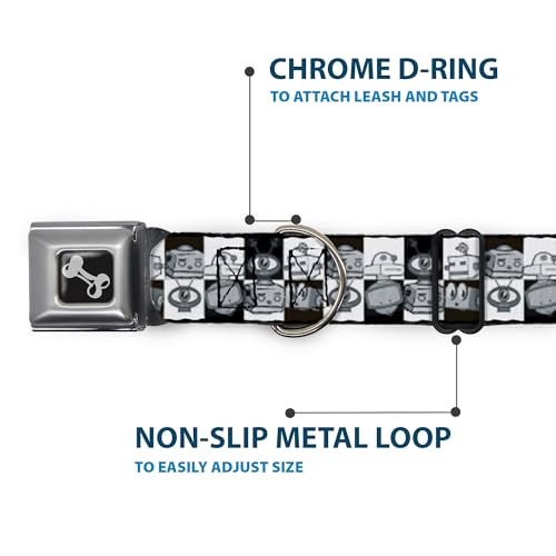 Collier de chien avec boucle os Buckle Down au design géométrique têtes de robot