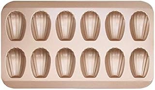 KiNeX 12Cup Madeleine Pan,Carbon Steel Non-Stick Madeleine Tray,Golden