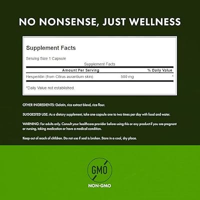 Swanson Hesperidin - Citrus-Derived - Cardiovascular & Hearth Health Support- Contributes to Muscle Recovery* - Features Antioxidant Properties - Gluten Free & Non-GMO - 60 Capsules
